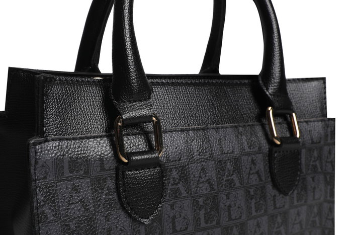 Lucky Bees 1281 Bolso de mano de piel de polivinilo para mujer, negro